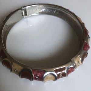 Cloisonné Hinge Burgundy and Beige Bracelet
